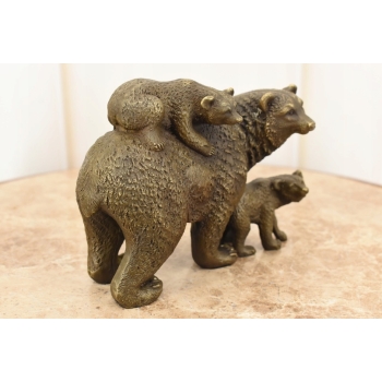 Trzy Niedźwiedzie z Matką - Rodzina - Niedźwiedź - Figura Rzeźba z Brązu