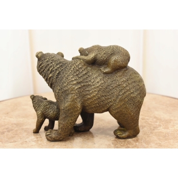 Trzy Niedźwiedzie z Matką - Rodzina - Niedźwiedź - Figura Rzeźba z Brązu