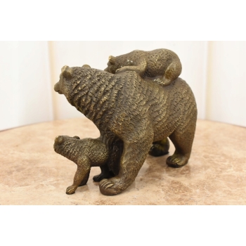 Trzy Niedźwiedzie z Matką - Rodzina - Niedźwiedź - Figura Rzeźba z Brązu