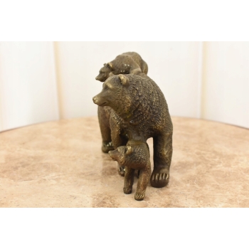 Trzy Niedźwiedzie z Matką - Rodzina - Niedźwiedź - Figura Rzeźba z Brązu