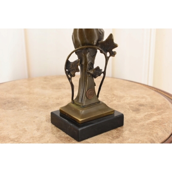 Kobieta w Sukience z Ptakami Secesja - Figura Rzeźba z Brązu Prezent