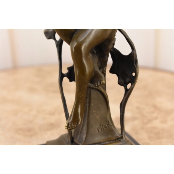 Kobieta w Sukience z Ptakami Secesja - Figura Rzeźba z Brązu Prezent