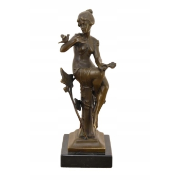 Kobieta w Sukience z Ptakami Secesja - Figura Rzeźba z Brązu Prezent