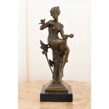 Kobieta w Sukience z Ptakami Secesja - Figura Rzeźba z Brązu Prezent