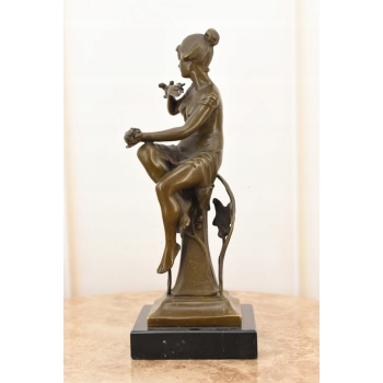 Kobieta w Sukience z Ptakami Secesja - Figura Rzeźba z Brązu Prezent