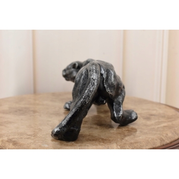 Żeliwna Srebrna Dzika Pantera Puma - Figura Rzeźba z Żeliwa - ozdoba
