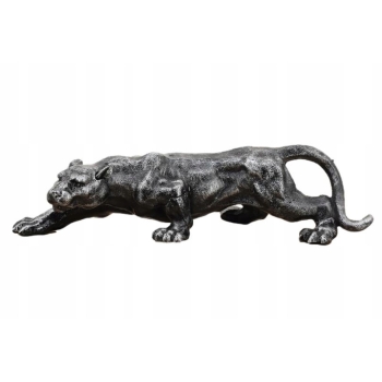 Żeliwna Srebrna Dzika Pantera Puma - Figura Rzeźba z Żeliwa - ozdoba