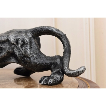 Żeliwna Srebrna Dzika Pantera Puma - Figura Rzeźba z Żeliwa - ozdoba