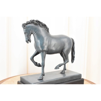 A. BARYE - Piękny Koń Arabski - Figura Rzeźba z Brązu - Patyna - Dekoracja