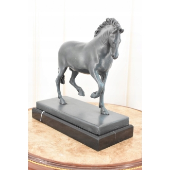 A. BARYE - Piękny Koń Arabski - Figura Rzeźba z Brązu - Patyna - Dekoracja