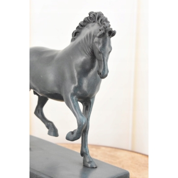 A. BARYE - Piękny Koń Arabski - Figura Rzeźba z Brązu - Patyna - Dekoracja