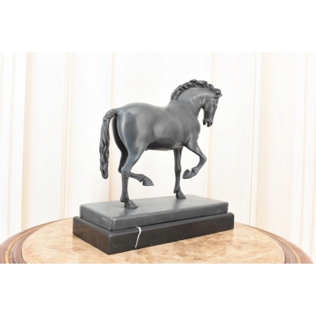 A. BARYE - Piękny Koń Arabski - Figura Rzeźba z Brązu - Patyna - Dekoracja