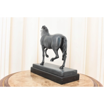 A. BARYE - Piękny Koń Arabski - Figura Rzeźba z Brązu - Patyna - Dekoracja