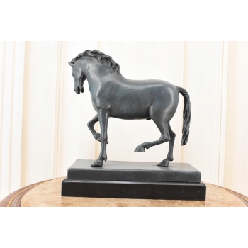 A. BARYE - Piękny Koń Arabski - Figura Rzeźba z Brązu - Patyna - Dekoracja