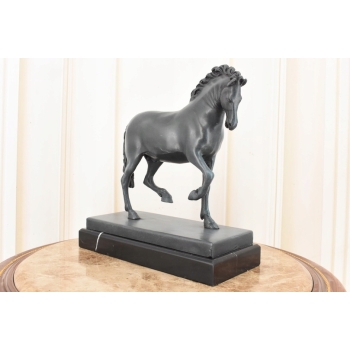 A. BARYE - Piękny Koń Arabski - Figura Rzeźba z Brązu - Patyna - Dekoracja