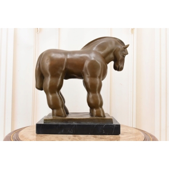Fernando Botero - Gruby Modernistyczny Koń - Figura Rzeźba z Brązu - Ozdoba