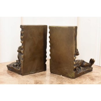 Podpórki Pod Książki - Ograniczniki - Siedzące Gargulce - Figura z Brązu