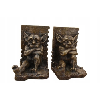 Podpórki Pod Książki - Ograniczniki - Siedzące Gargulce - Figura z Brązu