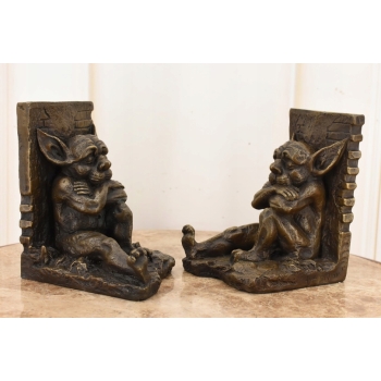 Podpórki Pod Książki - Ograniczniki - Siedzące Gargulce - Figura z Brązu