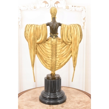 Tancerka z Brązu - Złocony Brąz - Szeherezada - Styl Art Deco 50 cm