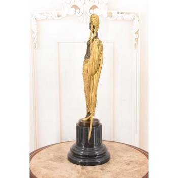Tancerka z Brązu - Złocony Brąz - Szeherezada - Styl Art Deco 50 cm