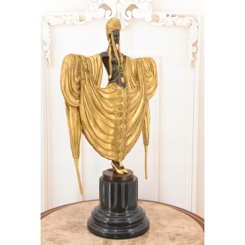 Tancerka z Brązu - Złocony Brąz - Szeherezada - Styl Art Deco 50 cm