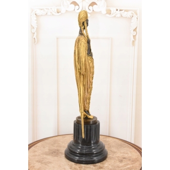 Tancerka z Brązu - Złocony Brąz - Szeherezada - Styl Art Deco 50 cm