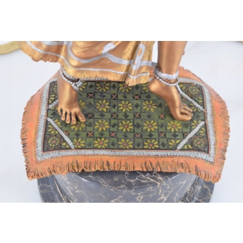 Orientalna Tancerka - Kobieta z Mieczem - Figura Rzeźba z Brązu Złoconego