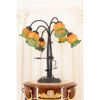 Lampa Stołowa Witrażowa - Styl Tiffany - witraż - Kolorowa Lampka - Gabinet