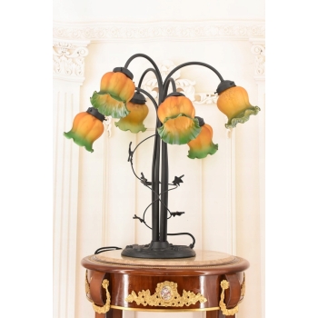 Lampa Stołowa Witrażowa - Styl Tiffany - witraż - Kolorowa Lampka - Gabinet