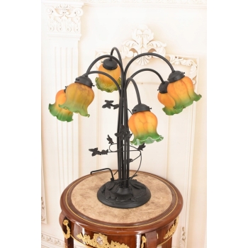 Lampa Stołowa Witrażowa - Styl Tiffany - witraż - Kolorowa Lampka - Gabinet