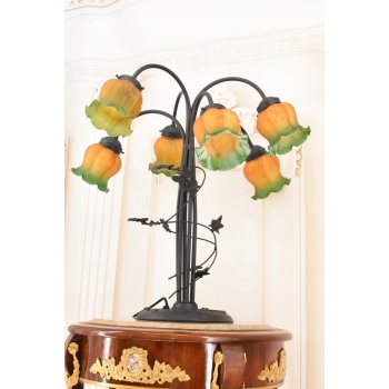 Lampa Stołowa Witrażowa - Styl Tiffany - witraż - Kolorowa Lampka - Gabinet