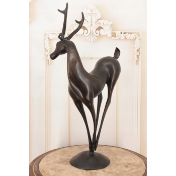 Nowoczesny Nowoczesny Jeleń - Figura Rzeźba z Brązu - Prezent Ozdoba
