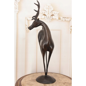 Nowoczesny Nowoczesny Jeleń - Figura Rzeźba z Brązu - Prezent Ozdoba