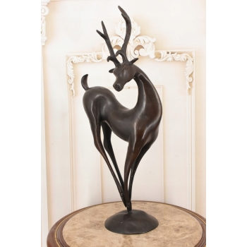 Nowoczesny Nowoczesny Jeleń - Figura Rzeźba z Brązu - Prezent Ozdoba