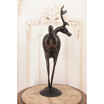 Nowoczesny Nowoczesny Jeleń - Figura Rzeźba z Brązu - Prezent Ozdoba