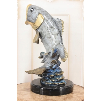 Okoń z Brązu - Ryba Wędkarstwo - Figura Rzeźba z Brązu - Prezent Puchar