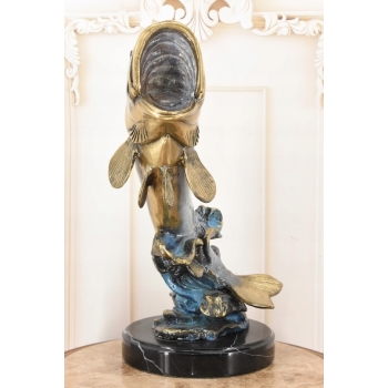 Okoń z Brązu - Ryba Wędkarstwo - Figura Rzeźba z Brązu - Prezent Puchar