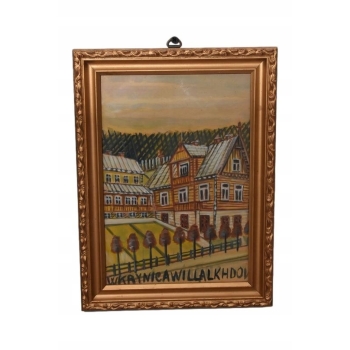 Nikifor Krynicki - Domy w Krynicy Zdrój - Stary Obraz - Akwarela Ołówek