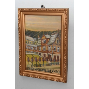 Nikifor Krynicki - Domy w Krynicy Zdrój - Stary Obraz - Akwarela Ołówek