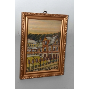 Nikifor Krynicki - Domy w Krynicy Zdrój - Stary Obraz - Akwarela Ołówek