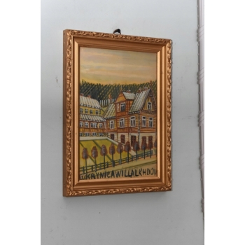 Nikifor Krynicki - Domy w Krynicy Zdrój - Stary Obraz - Akwarela Ołówek