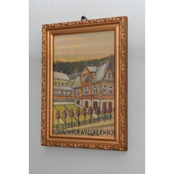 Nikifor Krynicki - Domy w Krynicy Zdrój - Stary Obraz - Akwarela Ołówek