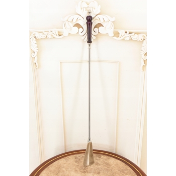 Stylowa Łyżka do Butów - Mosiądz + Drewno - Srebrna 62 cm