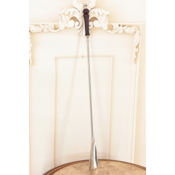 Stylowa Łyżka do Butów - Mosiądz + Drewno - Srebrna 62 cm