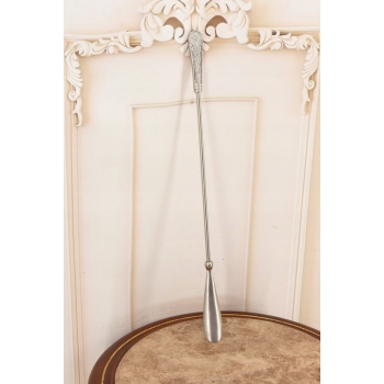 Stylowa Łyżka do Butów - Mosiądz - Dekor Zdobienia - Srebrna 56 cm