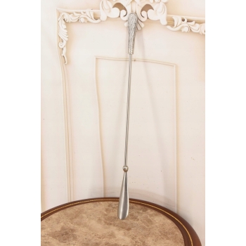 Stylowa Łyżka do Butów - Mosiądz - Dekor Zdobienia - Srebrna 56 cm