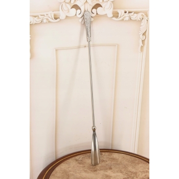 Stylowa Łyżka do Butów - Mosiądz - Dekor Zdobienia - Srebrna 56 cm
