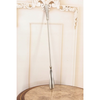 Stylowa Łyżka do Butów - Mosiądz - Dekor Zdobienia - Srebrna 56 cm