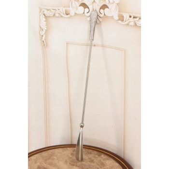 Stylowa Łyżka do Butów - Mosiądz - Dekor Zdobienia - Srebrna 56 cm